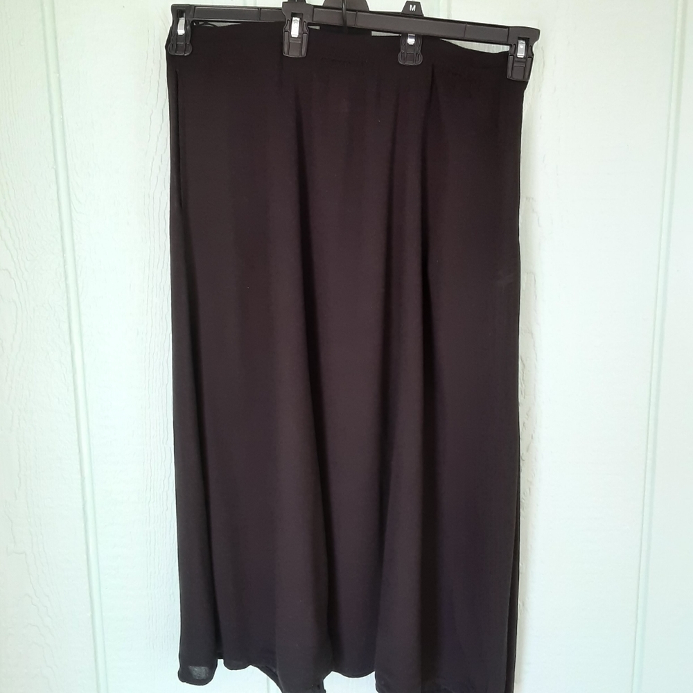 Chico's 10 Years 🌞0137 Women's Long Skirt Black One Sz Preowned Elastic Waist